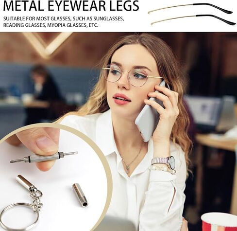 1 Pair Metal Glasses Replacement Arms and Multifunctional 3 in 1 Screwdriver Glasses Repair Tools，Eyewear Frame Temple Replacement Accessories for Thin Metal Glasses, Sunglasses（Silver） in Saudi Arabia