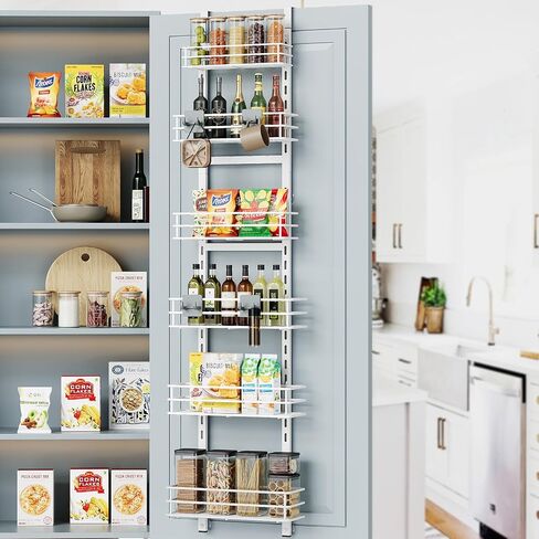 Over the Door Pantry Organizer, Metal Pantry Organizers and Storage, 5-Tier Over the Door Organizer, Pantry Door Organizer for Easy Install, Black in Saudi Arabia