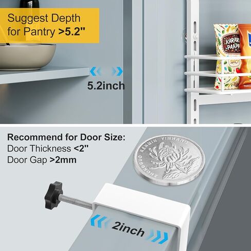Over the Door Pantry Organizer, Metal Pantry Organizers and Storage, 5-Tier Over the Door Organizer, Pantry Door Organizer for Easy Install, Black in Saudi Arabia