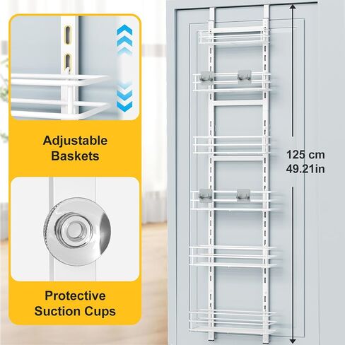Over the Door Pantry Organizer, Metal Pantry Organizers and Storage, 5-Tier Over the Door Organizer, Pantry Door Organizer for Easy Install, Black in Saudi Arabia
