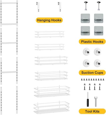 Over the Door Pantry Organizer, Metal Pantry Organizers and Storage, 5-Tier Over the Door Organizer, Pantry Door Organizer for Easy Install, Black in Saudi Arabia