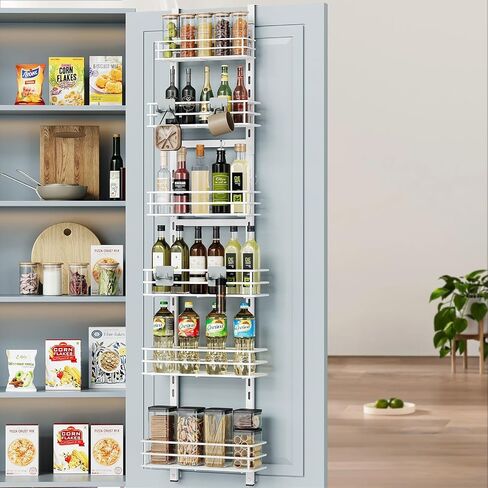 Over the Door Pantry Organizer, Metal Pantry Organizers and Storage, 5-Tier Over the Door Organizer, Pantry Door Organizer for Easy Install, Black in Saudi Arabia