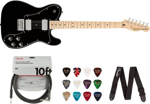 Squier by Fender Affinity Series Telecaster Deluxe (Maple fingerboard, Black) Bundle with Fender 10ft Cable (Straight/Straight), Fender Guitar 12-Pack Picks, and Fender 2" Guitar Straps in Saudi Arabia