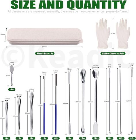 Keadic 17Pcs Stainless Steel Micro Sampling Spoon Lab Spatulas Assortment Kit, Double Ended Square Tail Micro Spoons Sampling Scoop U-Shaped Capsule Filling Spoon Tamper Tool for Laboratory Reagent in Saudi Arabia