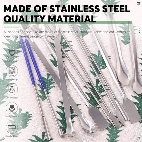Keadic 17Pcs Stainless Steel Micro Sampling Spoon Lab Spatulas Assortment Kit, Double Ended Square Tail Micro Spoons Sampling Scoop U-Shaped Capsule Filling Spoon Tamper Tool for Laboratory Reagent in Saudi Arabia