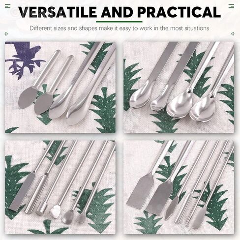 Keadic 17Pcs Stainless Steel Micro Sampling Spoon Lab Spatulas Assortment Kit, Double Ended Square Tail Micro Spoons Sampling Scoop U-Shaped Capsule Filling Spoon Tamper Tool for Laboratory Reagent in Saudi Arabia