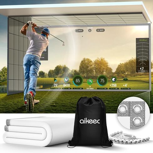 aikeec Golf Simulator Impact Screen: Ultra Clear Golf Impact Screen for Home/Indoor/Garage Swing Training - 5mm Thickened Golf Screen with 36 Upgraded Grommet Holes & 20 Ball Bungee Cords, 5 Size in Saudi Arabia