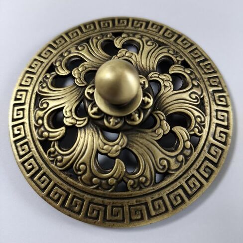 مبخرة نحاسية مستديرة، مبخرة بقاعدة مسطحة مع غطاء منقوش مموج، حاوية رماد حامل بخور عتيق للمنزل، المكتب، الفندق، المطعم (دائري)، هدايا يدوية للزينة الداخلية in Kuwait