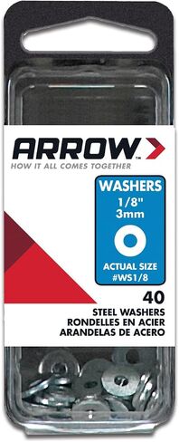 Arrow WS1/8 Steel 1/8-Inch Flat Washers for Screws, Bolts, and Rivets for Metal and Auto Repair, 40-Pack in Saudi Arabia