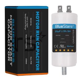 BlueStars 25 uf/MFD/Microfarad 250 VAC Volts CBB60 50Hz/60Hz Run Capacitor with Screw - Exact Fit for Start-up of AC Motors Run Electric Motors Water Pumps