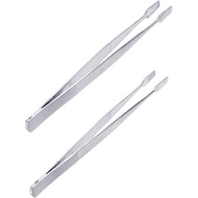 Artibetter Tool 2pcs 4. 5 inch Curved Stamp Tweezers Stainless Steel with Offset Flat- Tips Stamp Collecting, Handling of membranes, Collectors Album () Craft Tweezers Lash Tweezers