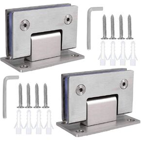 2PACK 90 Degree Shower Door Hinges, Heavy Duty Frameless Glass Door Hinges Stainless Steel Bathroom Gate Clamp for 8-12 mm Toughened Glass, Rust & Corrosion Resistance