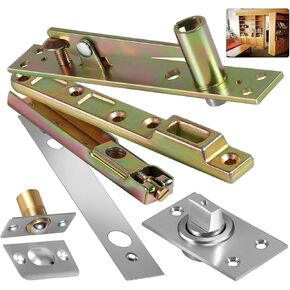 Door Pivot Hinges,Invisible Pivot Hinge System with, Door Ball Catch,hidden door hinge,Hardware for Max 300 lb Heavy Duty Wood Doors & Hidden Door Bookcase & Secret Door (Heavy type-Silver)