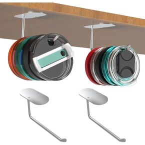 Simple Tumbler Lid Organizer, 2 Pack Kitchen Organizer and Storage Sticky Wall Mount Lid Rack Stan Tumbler Lid Storage Hook Holds Multiple Lids, Space Saving Yeti Lid Organizer