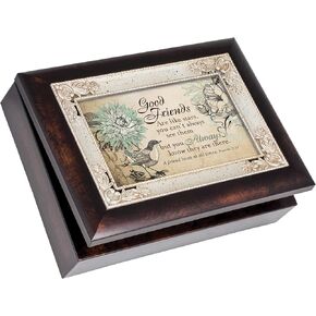 Cottage Garden Good Friends are Like Stars Burlwood Jewelry Music Box Plays Amazing Grace