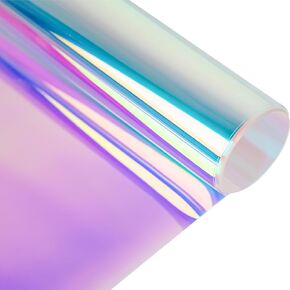 Holographic Decorative Window Film Self Adhesive Chameleon Rainbow Effect Glass Decoration Tint for Christmas Home Decoration Glass Film,17.5Inch x 6.5Feet