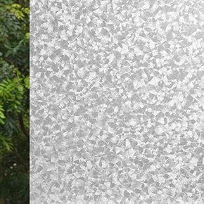 VSUDO 17.7" x 157.5" No Glue Static Cling Privacy Window Film, Crackle Glaze Pattern Home Decor Window Tint Sticker (19.38 sq. ft)