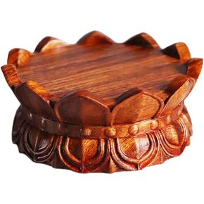 Vintage Rosewood Lotus Pedestal Buddha Statue Vase Plant Teapot Display Stand Home Decoration Base
