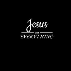 ملصق فينيل مطبوع عليه Jesus Over Everything NOK | كمبيوتر محمول بجدران السيارات والشاحنات والشاحنات|أبيض|5.5 × 3.7 بوصة|NOK1014