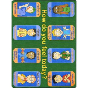 Joy Carpets Kid Essentials Music & Special Needs Signs of Emotions Rug, Multicolored, 5'4" x 7'8", (1433C) in Saudi Arabia