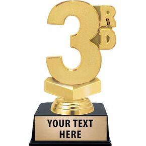 Crown Awards 3rd Place Trophies with Custom Engraving, 6" Personalized Third Place Award Trophy On Black Base Prime