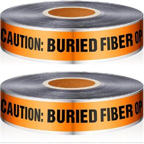 2 Rolls 2 Inch by 1000 Feet Detectable Safety Tape Underground Electrical Caution Tape Caution Buried Fiber Optic Line Below Warning Tape, Orange with Black Print in Saudi Arabia