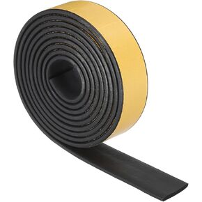 PATIKIL Total 19.6Ft Weather Stripping Door Seal, 2 Roll 1-1/5"W x 1/5"T EPDM Self Adhesive Soundproof Foam Seal Strip for Door Window Insulation, Black