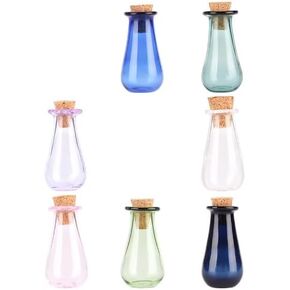 Mini Potion Bottle, Colored Tiny Spell Jars Cork Stopper Glass Bottles Wishing Bottle Conica/Square/Oval Wishing Bottle Vial for DIY Crafts, Wedding, Birthday, Party Favors (A,9pcs)