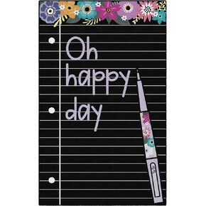Flagship Carpets Schoolgirl Style Oh Happy Day Notebook Paper Educational Area Rug for Kids Room Seating Décor, Children's Classroom, Play Carpet for Teaching and Playroom, 7'6 "x 12', Black