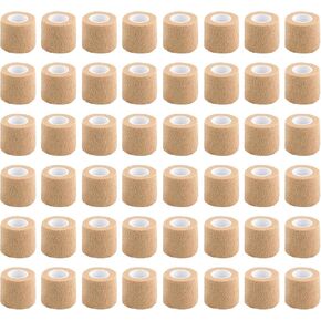 48 Rolls Self Adhesive Bandage Wrap 2 inch Cohesive Bandage Wrap Stretch Bandages Wraps Tape Black Elastic Self-Adherent Tape for Wrist Ankle Sports Swelling Sprains