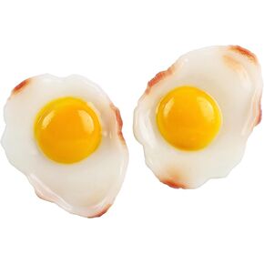 Framendino, 2 Pack Artificial Fried Egg Realistic Egg Props Model for Home Kitchen Display Decoration