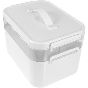 Hemoton first aid kit portable medicine holder medicine chest first aid organizer medicine storage case medicine organizer household medicine case PC Multifunction toolbox white