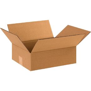Partners Brand P12104 Flat Corrugated Boxes, 12"L x 10"W x 4"H, Kraft (Pack of 25)