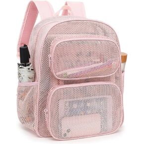Mesh School Backpack for Girls Boys, Heavy Duty Mesh Bookbag School Bag for Adults Kids Swimming Beach Fitness Sport (Black)