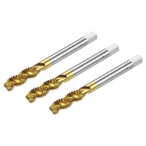 uxcell 3pcs Spiral Flute Thread Taps, 5/16-18 UNC H2 Screw Threading Tap, Titanium Coated 6542 High Speed Steel Machine Tapping Tools for Machinist Repair
