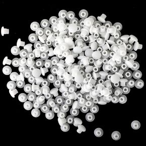 200 PCS Plastic Hole Plugs White 5mm (3/16Inch), Flush Type Hole Plugs Snap in Locking Round Hole Button Plugs, Screw Covers Caps for Wardrobes,Cupboards, Cabinets, Shelves, Bookcases