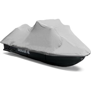 Heavy Duty Jetski Storage Cover - 118" to 126" Marine Grade Boat Cover with Rear Air Vents, Waterproof & Weather Resistant Fabric & Elastic Cord for Tight Custom Fit - Pyle PCVJS12