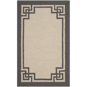 SAFAVIEH Four Seasons Collection 2'3" x 8' Ivory/Charcoal FRS461T Hand-Hooked Greek Key Border Runner Rug