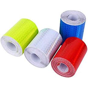 Reflective Warning Tape 4 Pcs Self-Adhesive Reflective Safety Warning Tape 3m5cm Reflector Tape Security Marking Tape for All Kinds of Cars, Trucks, Trailers, Boats