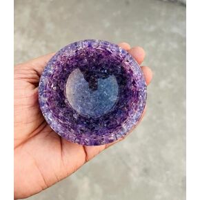 Amethyst Crystal Handmade Orgone Bowl Amethyst Organite Bowl Crystals Holder for Cleansing, Charging, Smudging, Healing, Decoration or Gift (Amethyst)