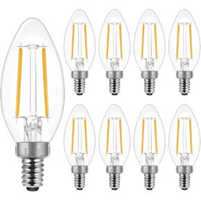 Energetic E12 B10 LED Classic Candelabra Clear Light Bulb, 40 Watt Equivalent, Soft White 2700K, Filament Clear Glass, Non-Dimmable, UL Listed, Pack of 6