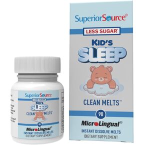 Superior Source Kid’s Sleep, Clean Melts, Quick Dissolve MicroLingual Tablets, 90 Ct, Alternative to Gummies, L-Theanine 5 mg, GABA 5 mg, Melatonin 1 mg, Effective Children’s Sleep Aid, Non-GMO