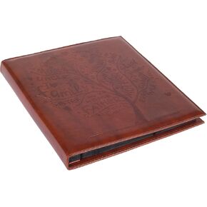 Red Co. Brown Faux Leather Family Photo Album with Embossed Tree – Holds 500 4x6 Photographs