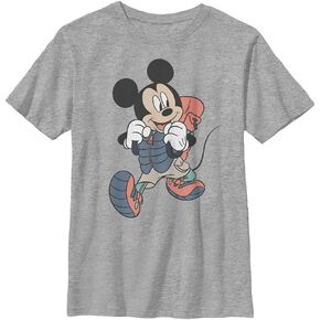 Disney Characters Hiker Mickey Boy's Heather Crew Tee