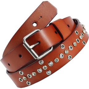 Nefelibata Natural Vegetable Tanned Cowhide Premium Guitar Strap, Handmade, Suitable for Electric Guitar and Bass Guitar (1.5 Inch Wide, Skull Pentagram)