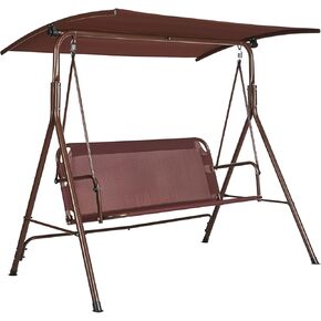 VEVOR 2-Seat Patio Swing Chair, Outdoor Patio Swing with Adjustable Canopy, Porch Swing with Storage Bag and Rotating Tray, Oxford Fabric and Alloy Steel Frame, for Balcony, Backyard, Poolside, Black in Kuwait