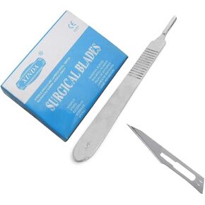 OdontoMed2011® صندوق مكون من 100 قطعة شفرة مشرط من الفولاذ الكربوني معقمة رقم 11 مع مقبض مجاني رقم 3 in Kuwait