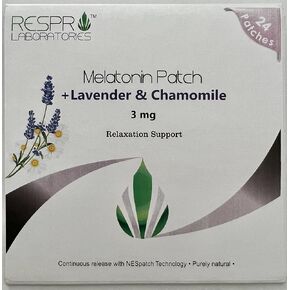 Natural Melatonin (3 mg) Relaxing Patch with Soothing Lavender, Chamomile, and Lemon Balm Essential Oils, Continuous Release - 24 Patches