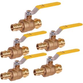 Midline Valve PPA1-5 Premium Ball Valve with 1 in. Press x PEX A Connections, Brass (Pack of 5)
