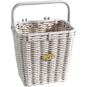 Nantucket Bicycle Basket Co. Cruiser Pannier Basket with Hooks, White
